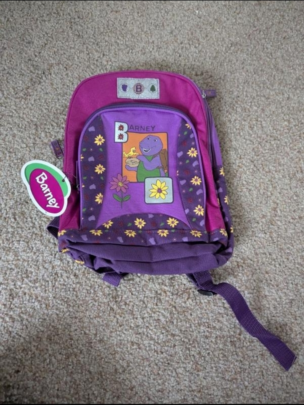 Barney Kids Purple & Pink Backpack with Flower Design